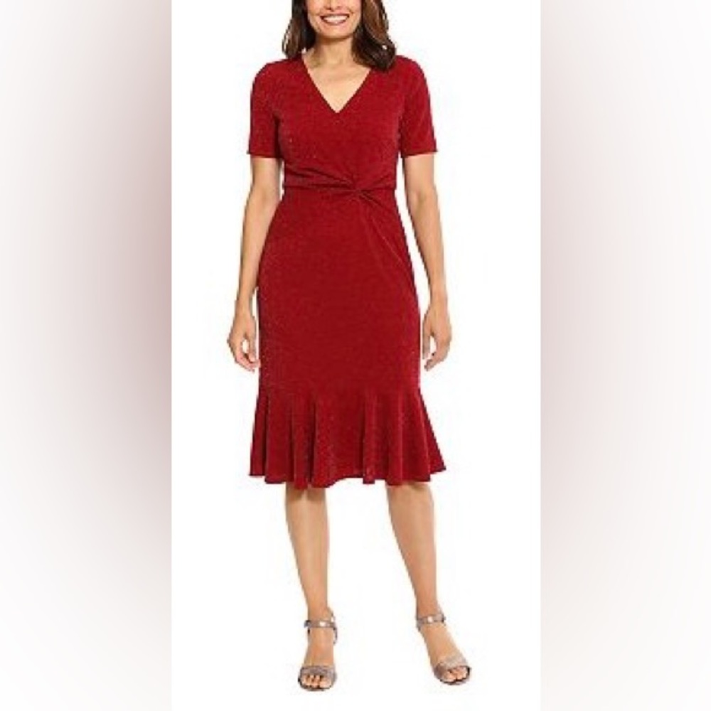 🌹NWT! London Times Red Shimmer Sheath Dress